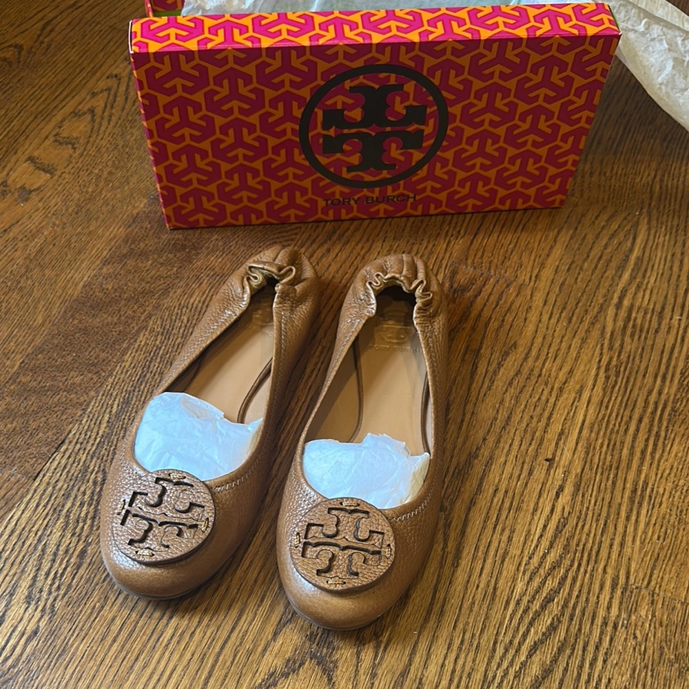Tory Burch Tan Leather Ballet Flats